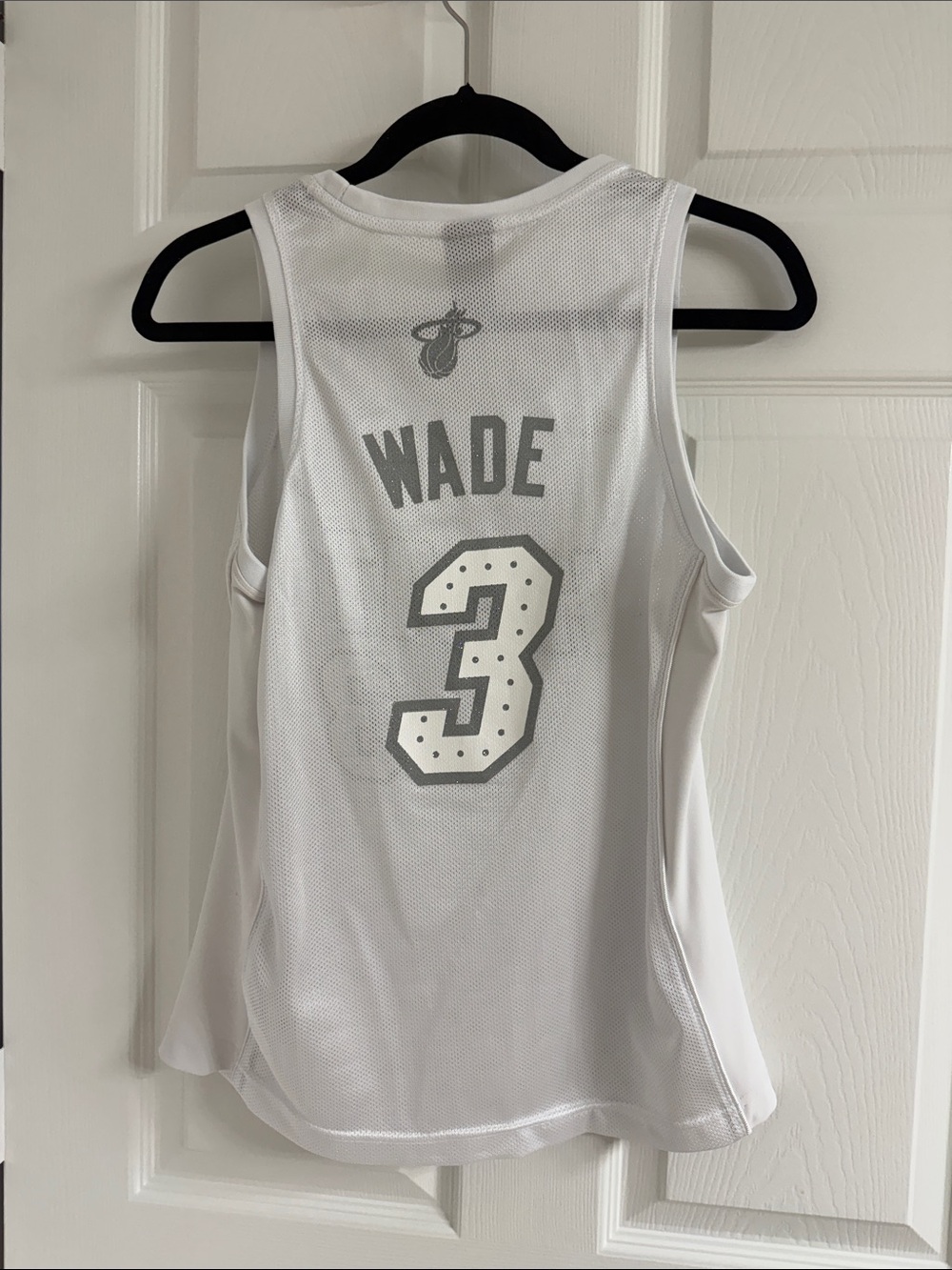 adidas White NBA Mesh Jersey Collar with Tag